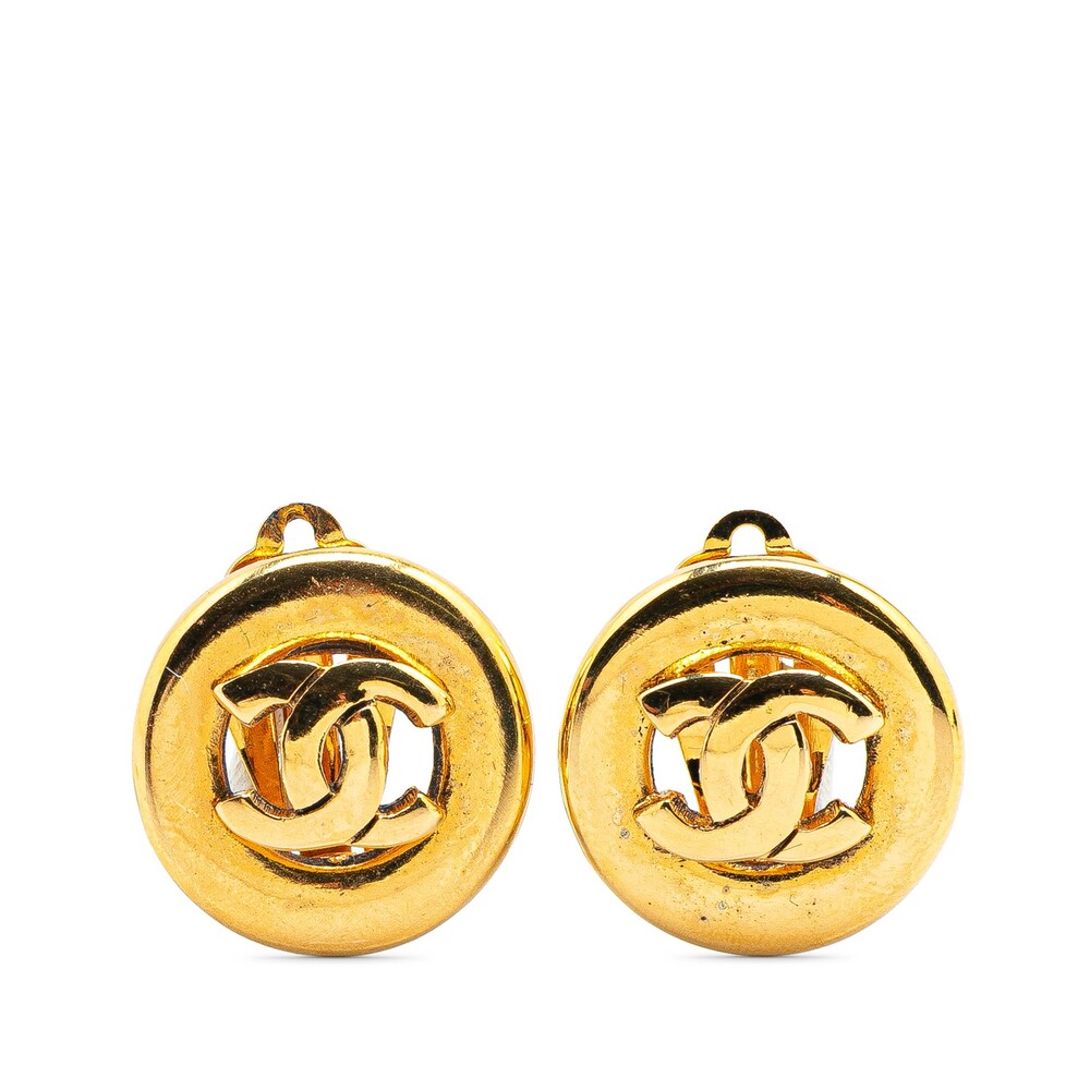 Chanel Cc Gold Plated Round Clip On #283933C46B